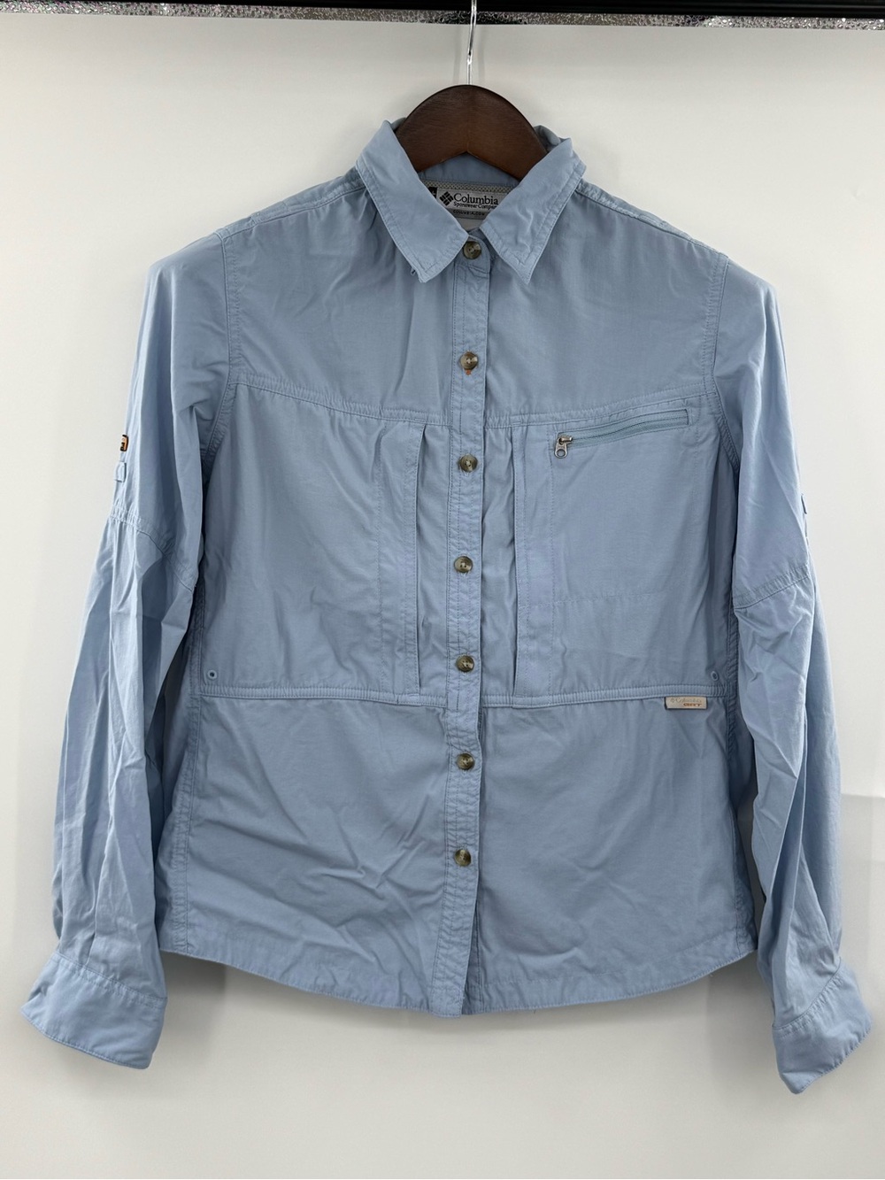 Vintage Y2K Columbia GRT Omni-Dry Womens Medium Blue Vented Hiking Shirt 2005